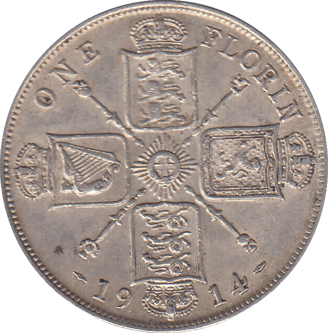1914 ONE FLORIN ( GVF ) - FLORIN - Cambridgeshire Coins