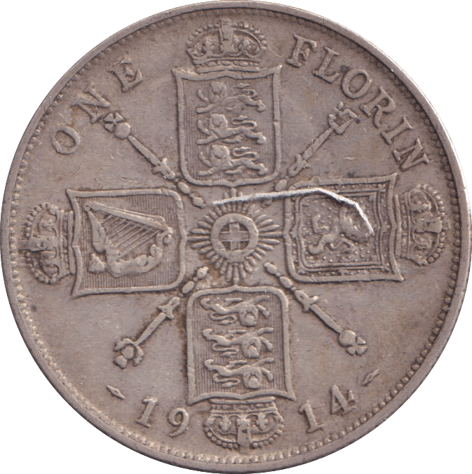 1914 ONE FLORIN ( VF ) - FLORIN - Cambridgeshire Coins