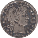 1914 QUARTER DOLLAR USA - WORLD COINS - Cambridgeshire Coins