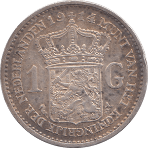 1914 SILVER 1 GULDEN NETHERLANDS - SILVER WORLD COINS - Cambridgeshire Coins