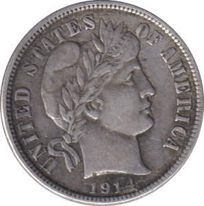 1914 SILVER BARBER DIME USA - SILVER WORLD COINS - Cambridgeshire Coins