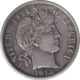 1914 SILVER BARBER DIME USA - SILVER WORLD COINS - Cambridgeshire Coins