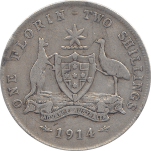 1914 SILVER FLORIN AUSTRALIA - SILVER WORLD COINS - Cambridgeshire Coins