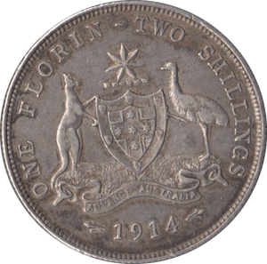 1914 SILVER FLORIN AUSTRALIA - SILVER WORLD COINS - Cambridgeshire Coins