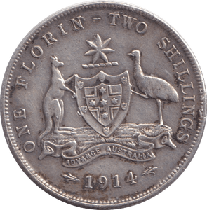 1914 SILVER FLORIN AUSTRALIA - SILVER WORLD COINS - Cambridgeshire Coins