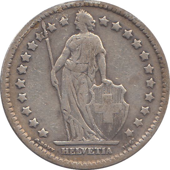 1914 SILVER FRANC SWITZERLAND - SILVER WORLD COINS - Cambridgeshire Coins