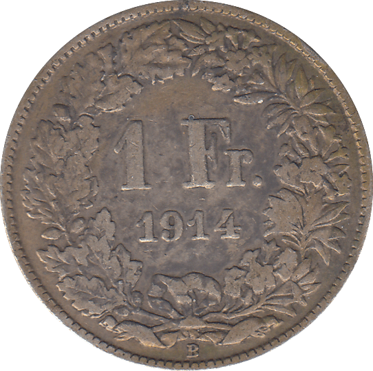 1914 SILVER FRANC SWITZERLAND - SILVER WORLD COINS - Cambridgeshire Coins