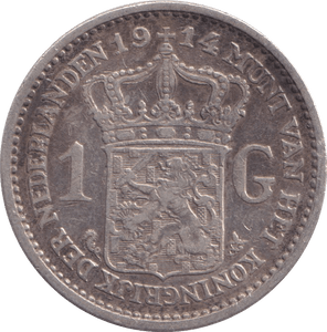 1914 SILVER GULDEN NETHERLANDS - SILVER WORLD COINS - Cambridgeshire Coins