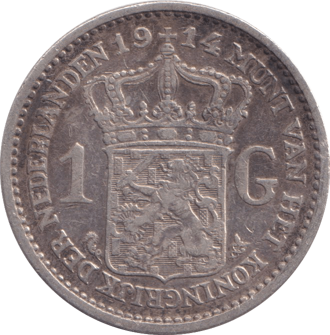 1914 SILVER GULDEN NETHERLANDS - SILVER WORLD COINS - Cambridgeshire Coins