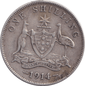 1914 SILVER ONE SHILLING AUSTRALIA - WORLD COINS - Cambridgeshire Coins