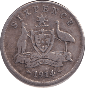 1914 SILVER SIXPENCE AUSTRALIA - SILVER WORLD COINS - Cambridgeshire Coins