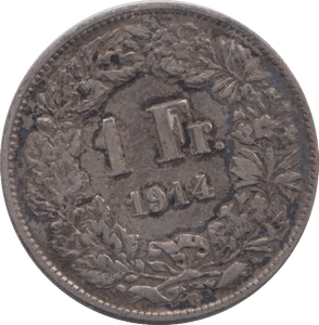 1914 SILVER SWITZERLAND 1 FRANC - SILVER WORLD COINS - Cambridgeshire Coins