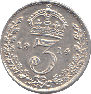 1914 SILVER THREEPENCE ( AUNC ) - THREEPENCE - Cambridgeshire Coins