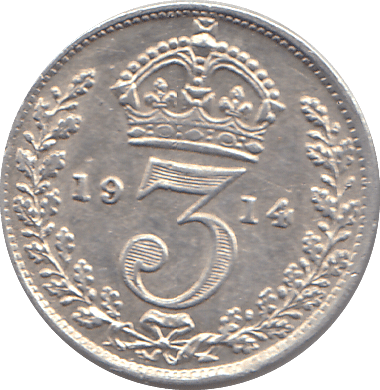 1914 SILVER THREEPENCE ( AUNC ) - THREEPENCE - Cambridgeshire Coins