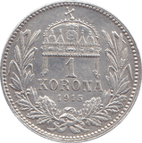 1915 1 KORONA AUSTRIA - WORLD COINS - Cambridgeshire Coins