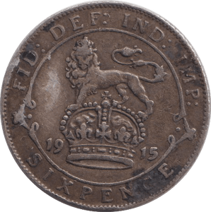 1915 - 14 SIXPENCE ( VF ) DOUBLE TAIL - SIXPENCE - Cambridgeshire Coins