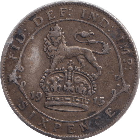 1915 - 14 SIXPENCE ( VF ) DOUBLE TAIL - SIXPENCE - Cambridgeshire Coins