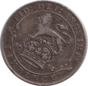 1915 - 14 SIXPENCE ( VF ) DOUBLE TAIL - SIXPENCE - Cambridgeshire Coins