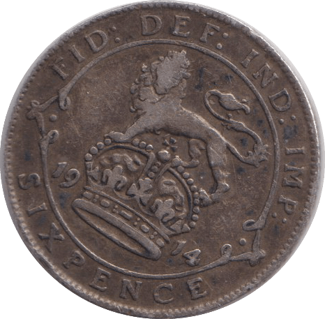 1915 - 14 SIXPENCE ( VF ) DOUBLE TAIL - SIXPENCE - Cambridgeshire Coins