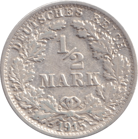 1915 HALF MARK GERMANY - SILVER WORLD COINS - Cambridgeshire Coins