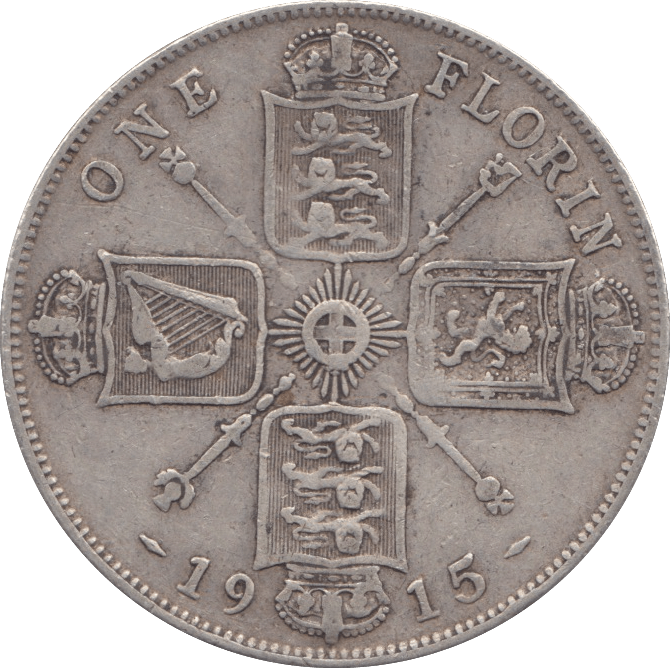 1915 ONE FLORIN ( VF ) - PENNY - Cambridgeshire Coins