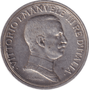 1915 SILVER 2 LIRA ITALY - SILVER WORLD COINS - Cambridgeshire Coins