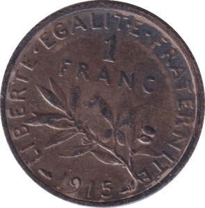 1915 SILVER FRANC FRANCE - SILVER WORLD COINS - Cambridgeshire Coins