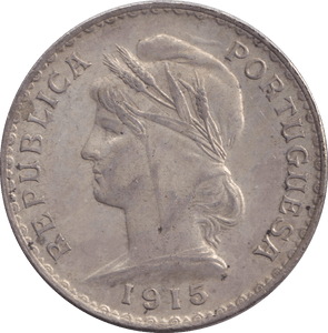 1915 SILVER ONE ESCUDO PORTUGAL - SILVER WORLD COINS - Cambridgeshire Coins