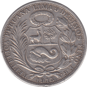 1915 SILVER ONE SOL PERU - SILVER WORLD COINS - Cambridgeshire Coins