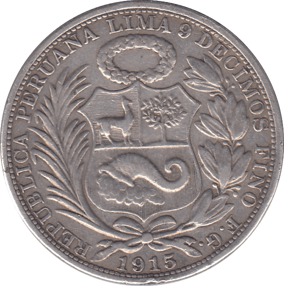 1915 SILVER ONE SOL PERU - SILVER WORLD COINS - Cambridgeshire Coins