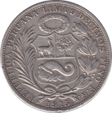 1915 SILVER ONE SOL PERU - SILVER WORLD COINS - Cambridgeshire Coins