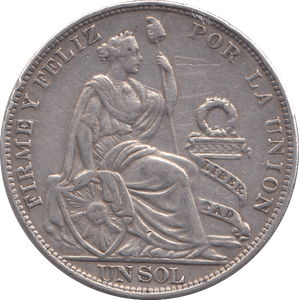 1915 SILVER ONE SOL PERU - SILVER WORLD COINS - Cambridgeshire Coins