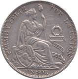 1915 SILVER ONE SOL PERU - SILVER WORLD COINS - Cambridgeshire Coins