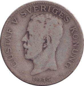 1915 SILVER SWEDEN KORONA - SILVER WORLD COINS - Cambridgeshire Coins