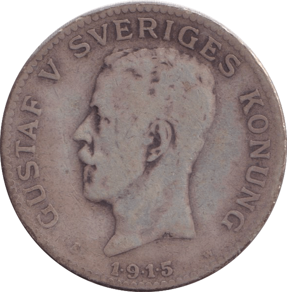 1915 SILVER SWEDEN KORONA - SILVER WORLD COINS - Cambridgeshire Coins