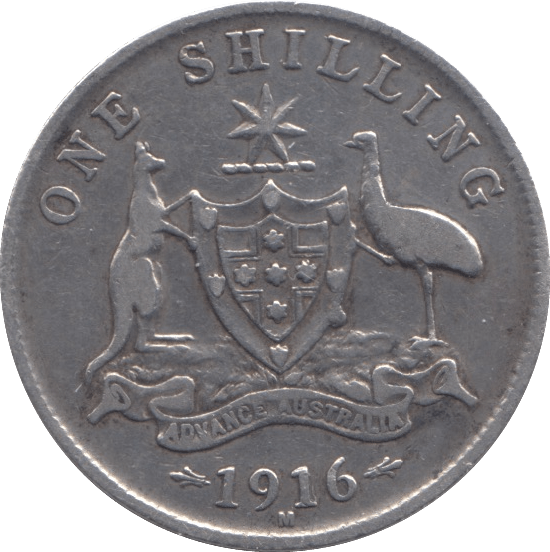 1916 AUSTRALIA SILVER ONE SHILLING - SILVER WORLD COINS - Cambridgeshire Coins