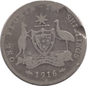 1916 AUSTRALIA SILVER TWO SHILLINGS - SILVER WORLD COINS - Cambridgeshire Coins