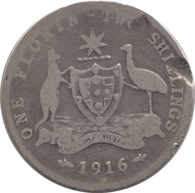 1916 AUSTRALIA SILVER TWO SHILLINGS - SILVER WORLD COINS - Cambridgeshire Coins