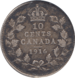1916 CANADA 10 CENT - WORLD COINS - Cambridgeshire Coins