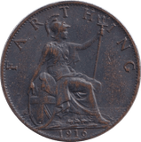 1916 FARTHING ( EF ) - FARTHING - Cambridgeshire Coins