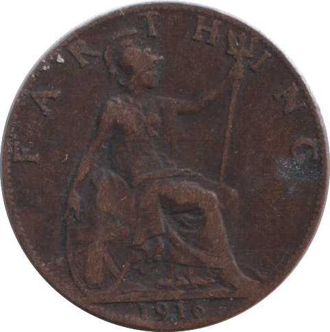 1916 FARTHING ( FINE ) - FARTHING - Cambridgeshire Coins