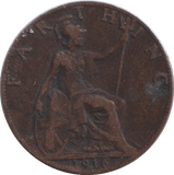 1916 FARTHING ( FINE ) - FARTHING - Cambridgeshire Coins