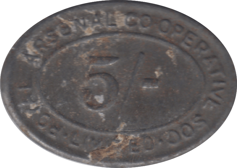 1916 FIVE SHILLING TOKEN ARSENAL COOPERATIVE - OTHER TOKENS - Cambridgeshire Coins