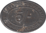 1916 FIVE SHILLING TOKEN ARSENAL COOPERATIVE - OTHER TOKENS - Cambridgeshire Coins