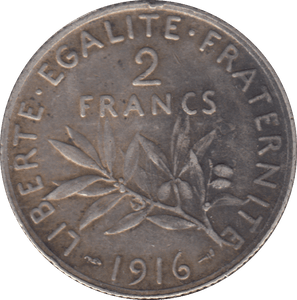 1916 FRANCE 2 FRANC - WORLD COINS - Cambridgeshire Coins
