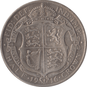 1916 HALFCROWN ( GVF ) - Halfcrown - Cambridgeshire Coins