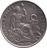 1916 SILVER 1 SOL PERU - SILVER WORLD COINS - Cambridgeshire Coins