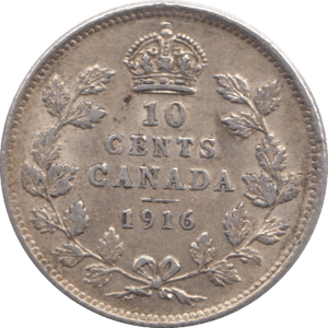 1916 SILVER CANADA 10 CENTS - SILVER WORLD COINS - Cambridgeshire Coins