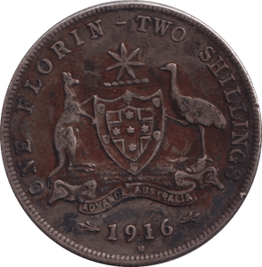 1916 SILVER FLORIN AUSTRALIA - SILVER WORLD COINS - Cambridgeshire Coins
