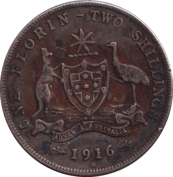 1916 SILVER FLORIN AUSTRALIA - SILVER WORLD COINS - Cambridgeshire Coins